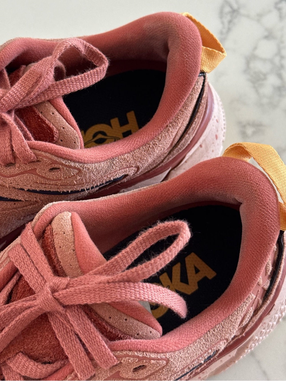 HOKA Clifton L Suede Sneakers  - Earthenware / Hot Sauce - Women's 9.5 - Picture 11 of 11